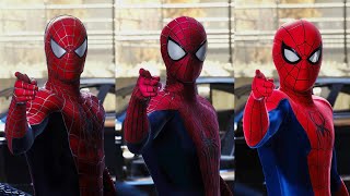 Beyond the Spider-Verse Miles Meets Tobey Maguire Andrew Garfield and Tom Holland's Spider-Man